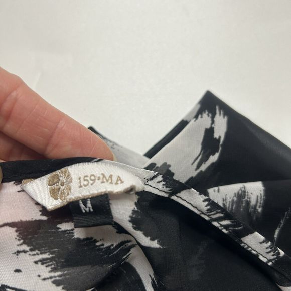 159 MA Women’s M Polyester Light Weight Sheer Tunic Boho Black White - Picture 3 of 7